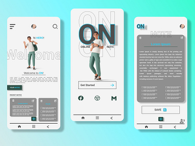 ON - Online Note Taking App 3d animation application branding design sample dribbble graphic design inpiration design landing page list app logo note note taking app on ui ux