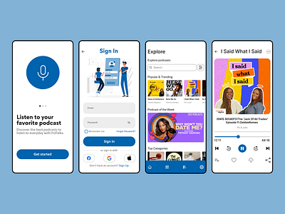FidTalks app mobile podcast ui ux