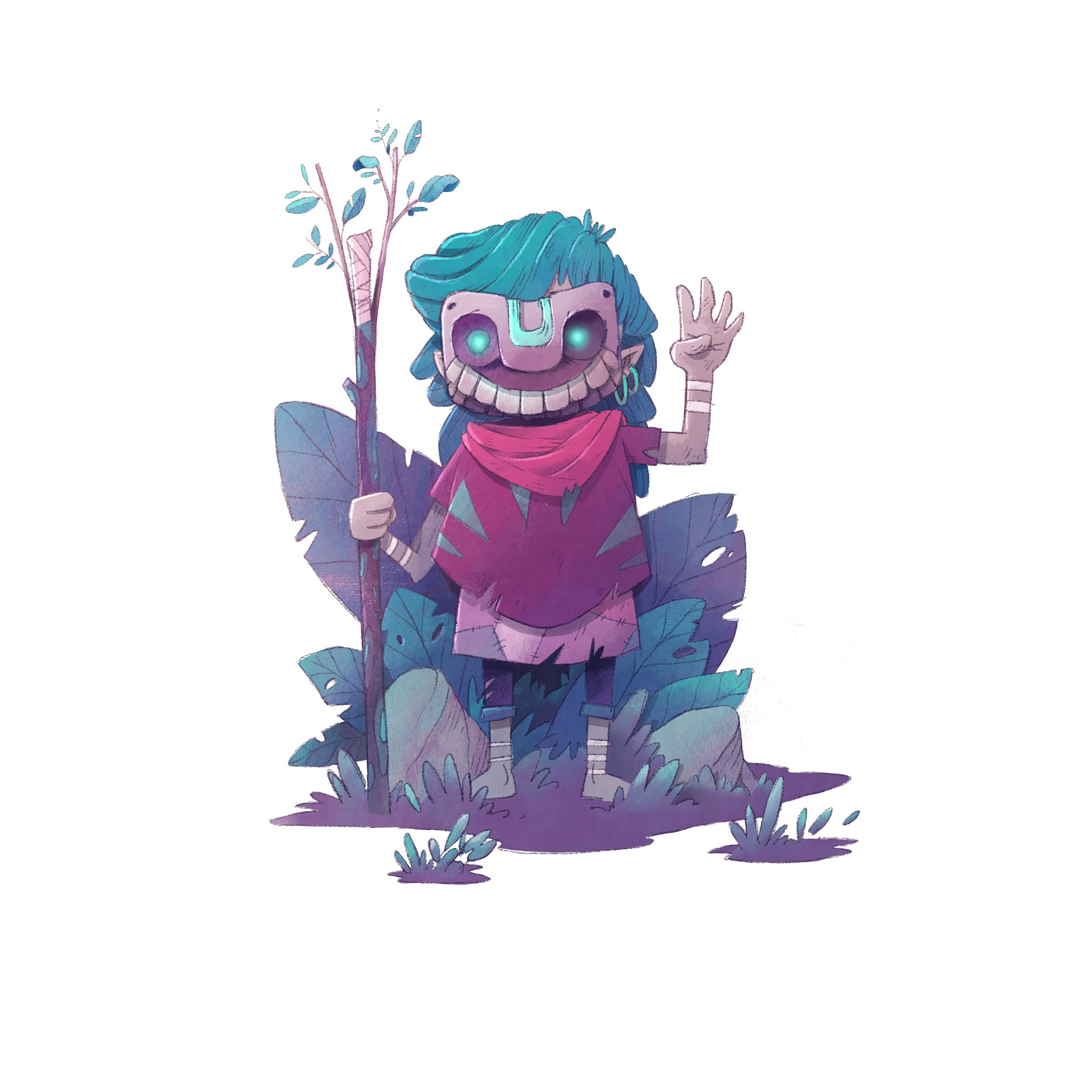 Nora's Mask ancient characterdesign civilisation emotion environnement eyes forest illustration lanscape mask old plants stones tribe vegetation