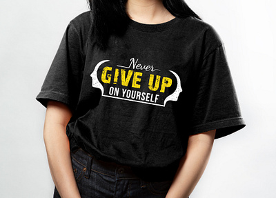 Never Give up on yourself in typography t-shirt design motivational never on yourself print ready word