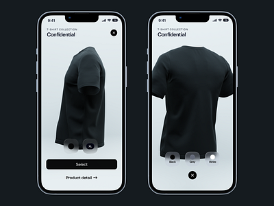 Clothing Configurator Exploration V2 3d app blender config configurator design ios minimal mobile tee t shirt ui