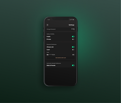 Settings screen for a home workout app branding graphic design home workout mobile product design ui uiux design