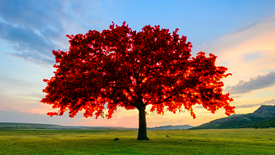Red Tree color correction editing graphic design image alteration lighting photoshop