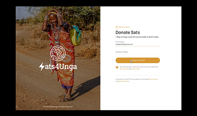 Donate Bitcoin to a charity foundation - Sats4unga charity donate donation foundation landing page