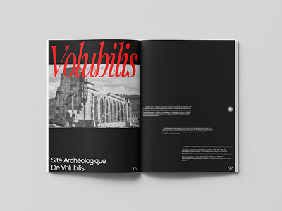 Featured Travel Destination - Volubilis, Editorial Exploration bigtypography design editorial graphic design layout magazine spread typography vector