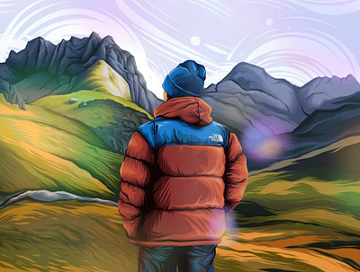 The North Face Illustration branding fashion illustration jacket landscape mountain nature procreate thenorthface travel