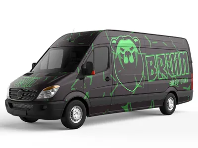 BRUIN Energy Drink branding car wrap character design flat illustration logo logo design mascot vector
