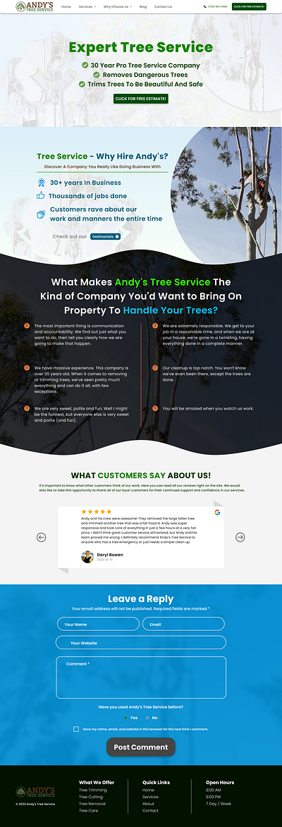 Landing Page for Tree Service design landing page ui ux