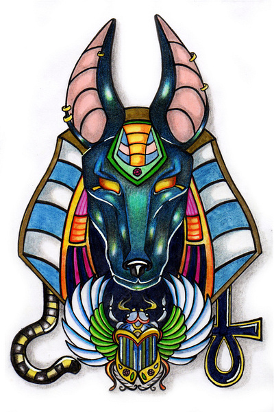 Anubis tattoo illustration tattoo