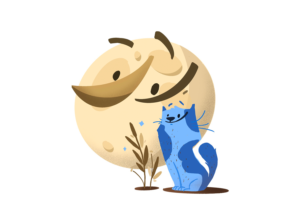 Moon blue illustration ilustración moon