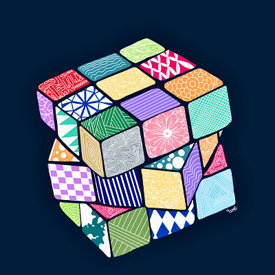 Rubix Cube art doodle graphic design illustration rubix cube