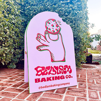 Bedlam Baking Co. - A-frame /Sandwich Board hand painted handmade illustration sign graphics sign painter sign painting