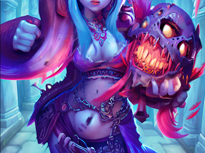 “Debra” Mage animated anime card game cartoon character design comic book commision commission concept cute design elf hearthstone illustration magic magic the gathering night elf sexy video tames