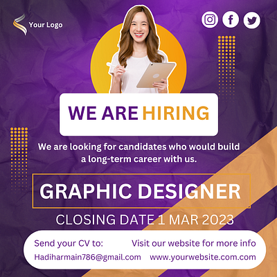 Hiring post animation branding design graphic design illustration logo post typography ui ux vector