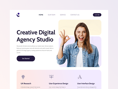 Digital Agency Website UI agency branding color design digital graphic design illustration landingpage logo minimal trendy ui uiux ux vector