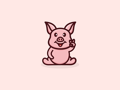 Cute Pig Logo Design animal app branding cute design graphic design illustration logo pig typography ui ux vector