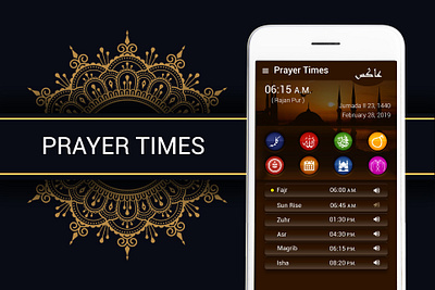 Muslim Prayer Times UI app branding design graphic design illustration logo typography ui ux vector