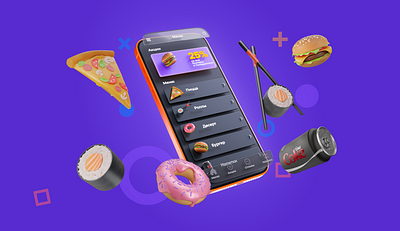 3d illustrations for landing page 3d blender burger burger 3d c4d can card cinema4d design donut icon illustration landing page pizza pizza 3d render rendering sushi ui web design