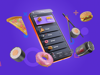 3d illustrations for landing page 3d blender burger burger 3d c4d can card cinema4d design donut icon illustration landing page pizza pizza 3d render rendering sushi ui web design