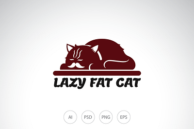 Lazy Fat Cat Logo Design cat design fat flat lazy logo simple