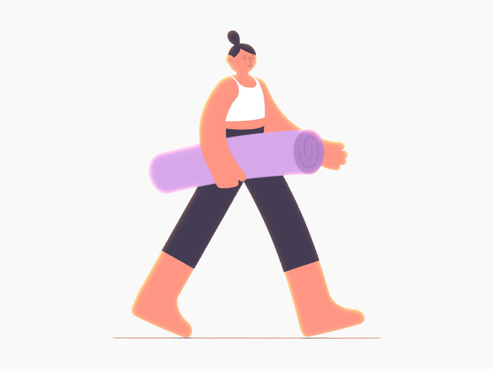 yoga ae animation character girl motion walk yoga yoga mat