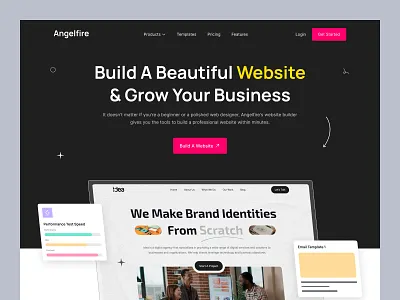Angelfire - Landing Page Redesign build builder builder dashboard drag drop elementor landing page no code no code builder no code website page builder saas website uiux web builder web development webflow website website builder website concept website creator
