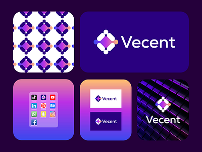 Vecent brand branding design graphic design logo logo design logo v minimal modern vecent