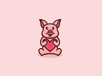 Cute Pig Love Logo animal app branding cute design graphic design illustration logo love pig typography ui ux vector