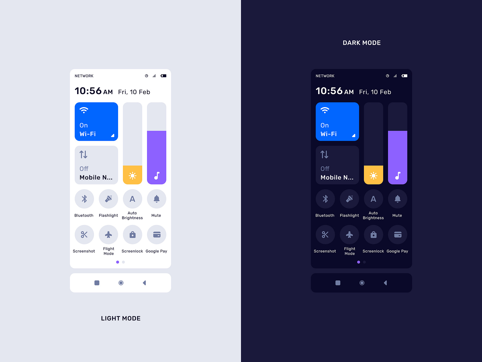 Phone Control Panel Light & Dark Mode by Aleksandra Lavretieva on