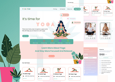 Yoga Landing Page app branding design graphic design gym illustration sport ui uidesign ux vector web yoga