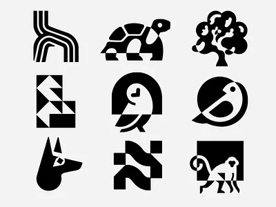 COLLECTION - 2023 - 8 bird branding design dog h icon identity illustration l logo marks monkey n owl symbol tree turtle ui vector