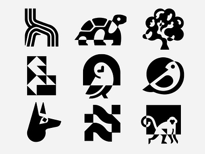 COLLECTION - 2023 - 8 bird branding design dog h icon identity illustration l logo marks monkey n owl symbol tree turtle ui vector