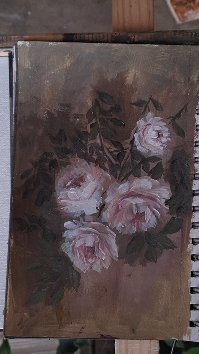 'Flower on a paper' acrylic in sketchbook