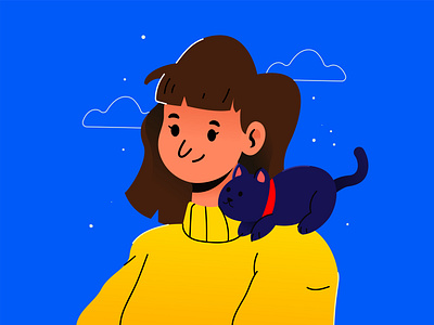 Woman and Cat design human illustration pets ui