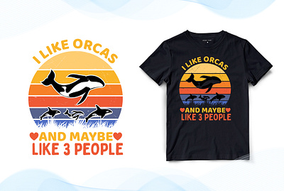 Orcas T-Shirt Design animation design graphic design illustration orca orcas orcas t shirt orcas t shirt design t shirt design typography vintage vintage t shirt design