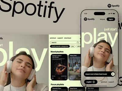 Spotify redesign website hero section app branding design figma graphic design landing page typography ui ux vector web webdesign website