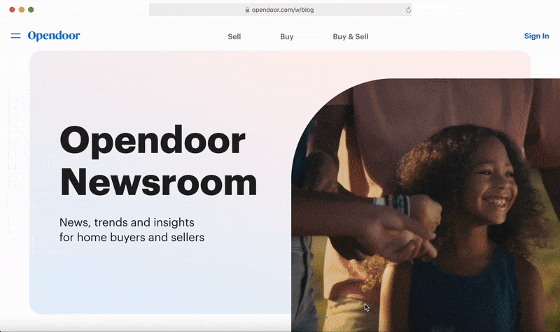 Opendoor / Blog Design blog design clean design minimal design opendoor ui ux video web design