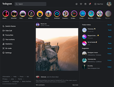 Instagram Redesign Concept consept dark instagram redesign