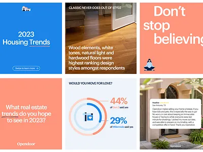Opendoor / Social Media Post Designs content design educational content graphic design marketing design opendoor social social marketing social media post designs