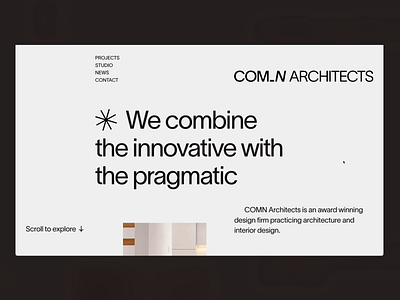COMN Architects Landingpage Animation Redesign | Architecture architect architecture landingpage clean design gsap hover animation landing page minimal scroll animation smooth typography ui ui design ux ux design web web animation web design webflow website