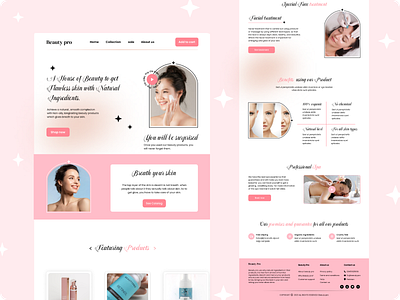 Beauty Pro Website landing page | Ui Design | Skin care service app design beauty pro beauty pro landing page beauty product clients dashboard design developer figma landing page landing pgae service product skin care product ui designer website