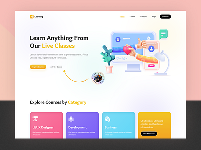 Educational Platform Website colorful courses e learning education landing page learning learning online online class online course online learning online tutoring school study teaching tutor ui university ux web website