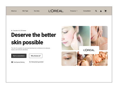 LOREAL Herosection design branding design figma landing page typography ui ui design user experience user interface ux uxui visual design