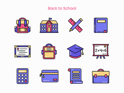 Back To School Icon - Exploration building class colorful design icon icon pack iconography illustration ransel bag school student vector icon