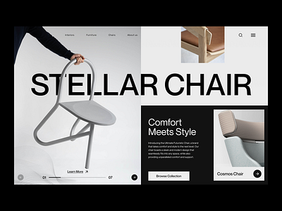 Minimal Furniture Website Concept chair clean concept creative dark decor ecommerce furniture homepage interior design landing page minimal property room shop store ui ux website white