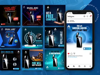 Lighter Social Media Post Design lighter ads