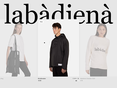 Labàdienà Product Card Interaction agency brand card clothing custom design ecommerce graphic design hover interaction minimal outer outer studio product studio typography ui ux web website