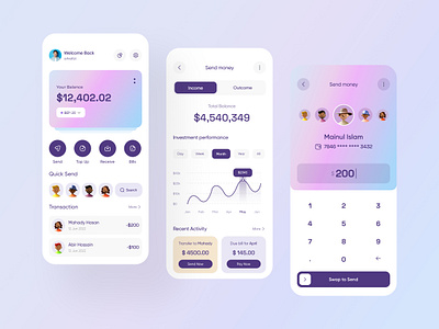 Finance App Concept app banking binance crypto cryptocurrency defi deposite exchange finance fintech mobile app pay payment send swap transfer ui ux visual design wallet