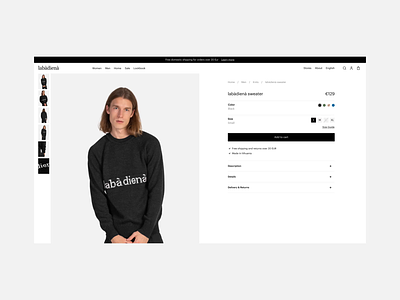 Labàdienà E-Commerce Product Page agency clothing design ecommerce eshop minimal outer outer studio page product scroll shop store studio typography ui ux web web design website