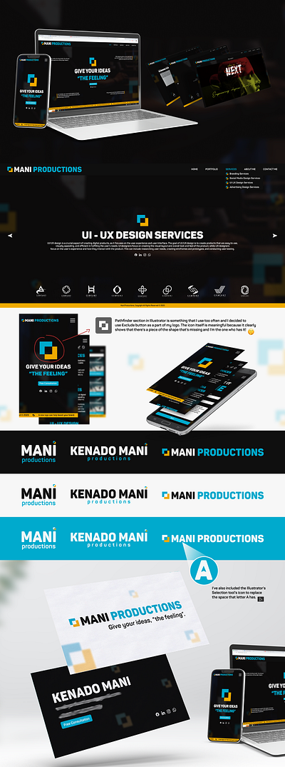 Mani Productions app branding design graphic design illustration logo ui ux